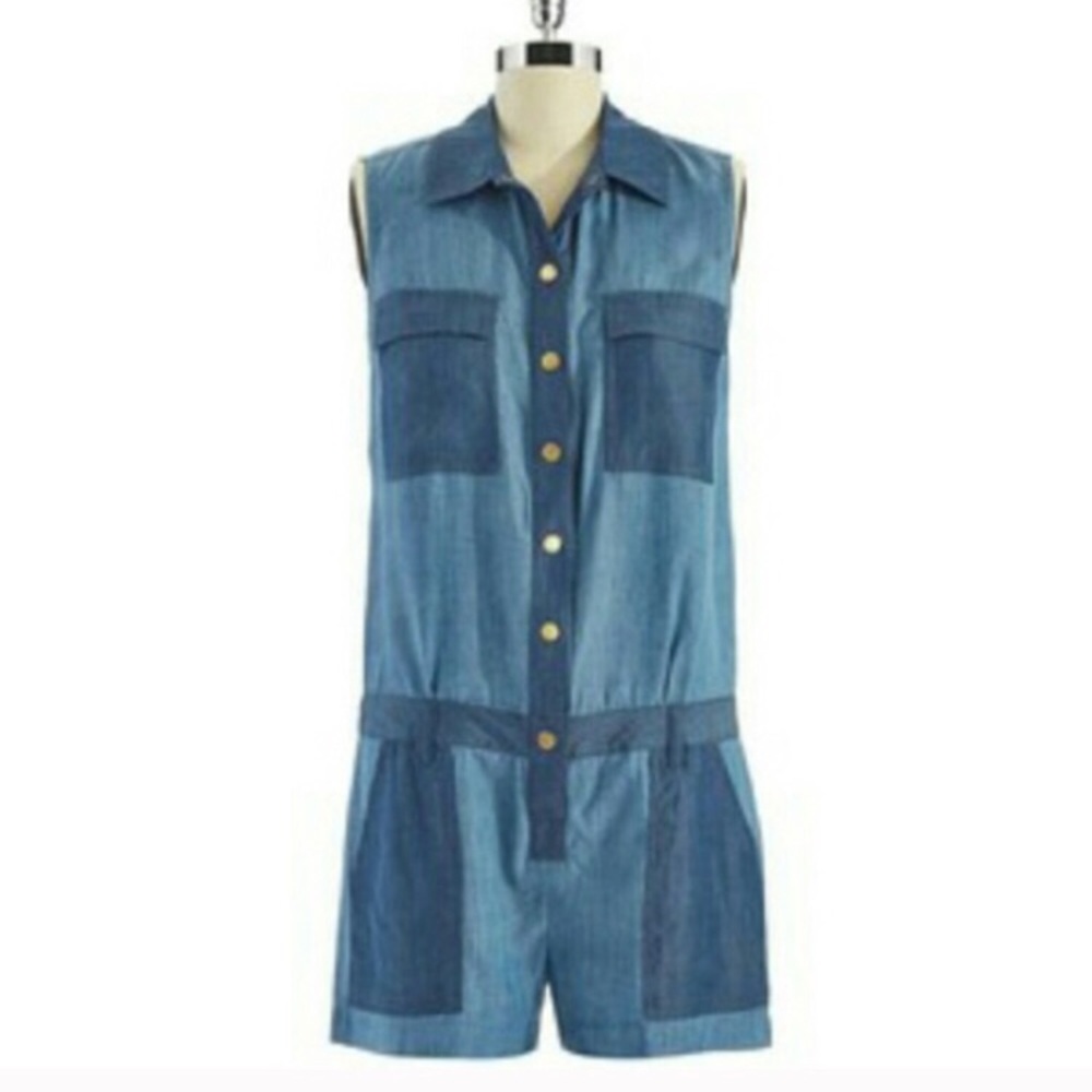MICHAEL Michael Kors Two Tone Denim Romper